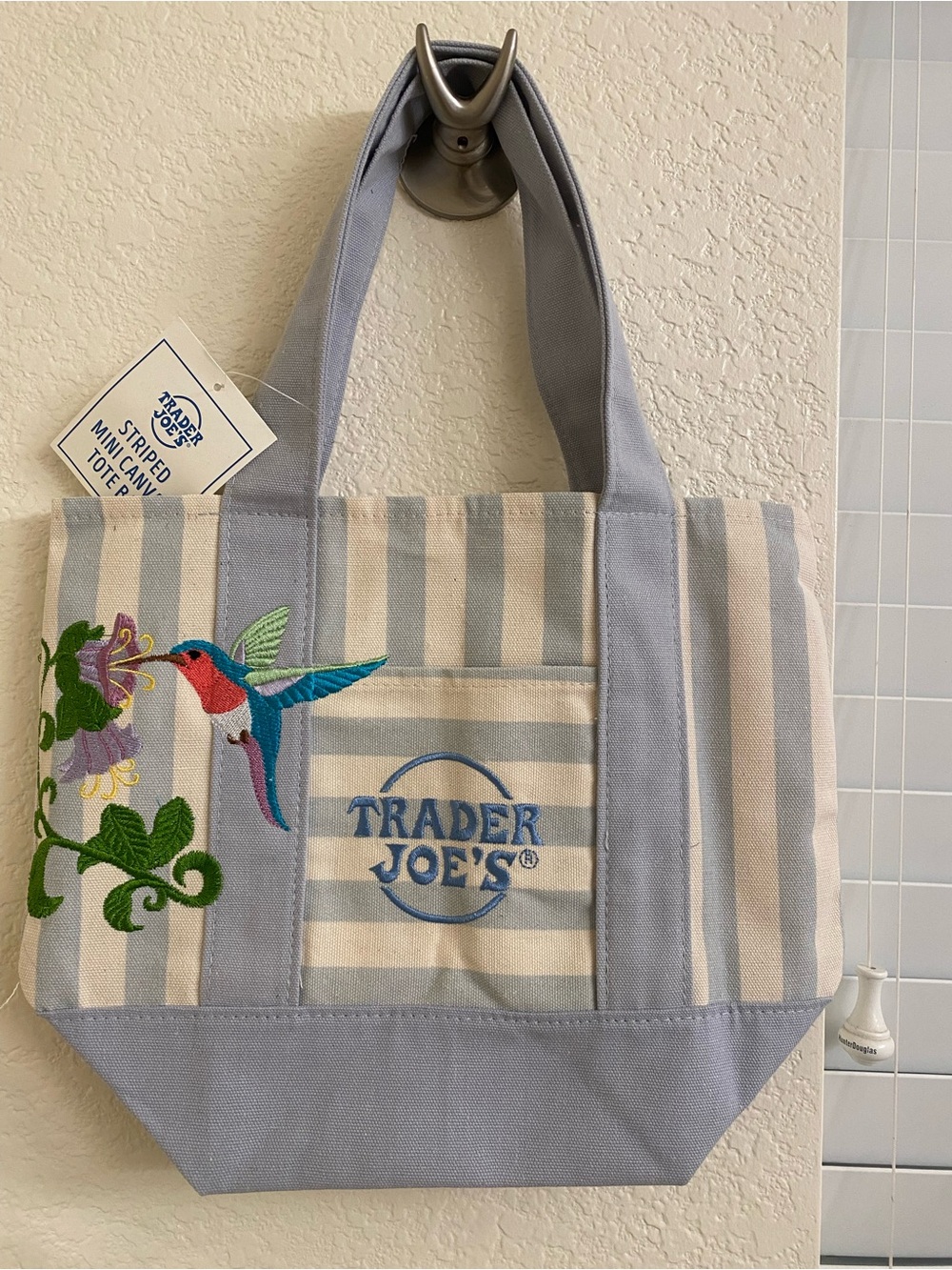 💙Trader Joe’s Mini Canvas Tote Bags with Custom Embroidery - Picture 2 of 5